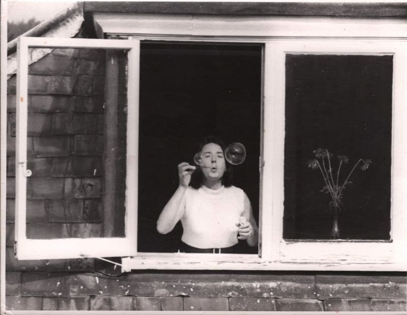 Dorothy Hart blowing bubbles