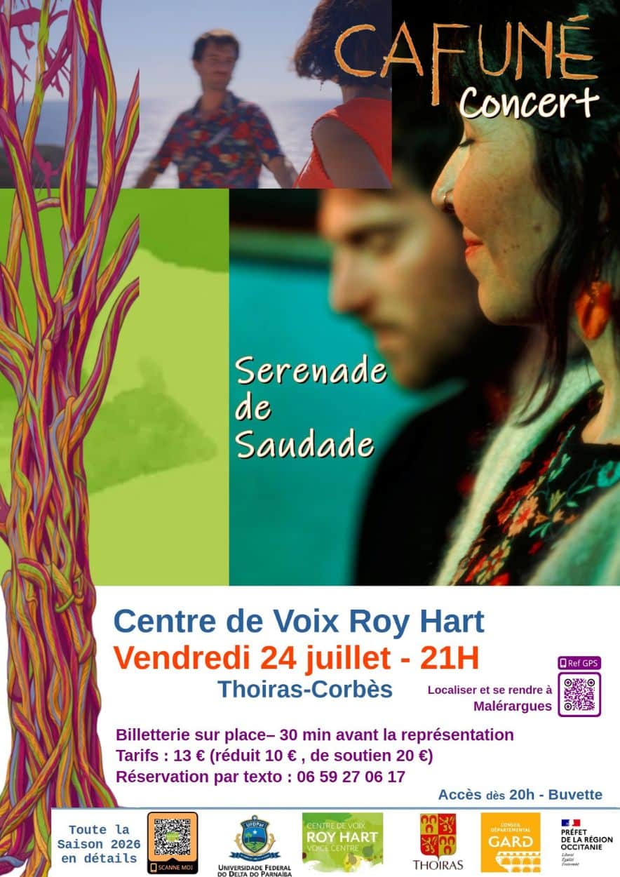 Concert Cafuné, Sérénade de Saudade, vendredi 24 juillet 2026 à 21h au Centre de Voix Roy Hart à Malérargues